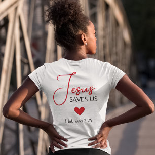 Jesus rettet uns Rotes Herz Schrift Hebräer 7,25 Tri-Blend Shirt