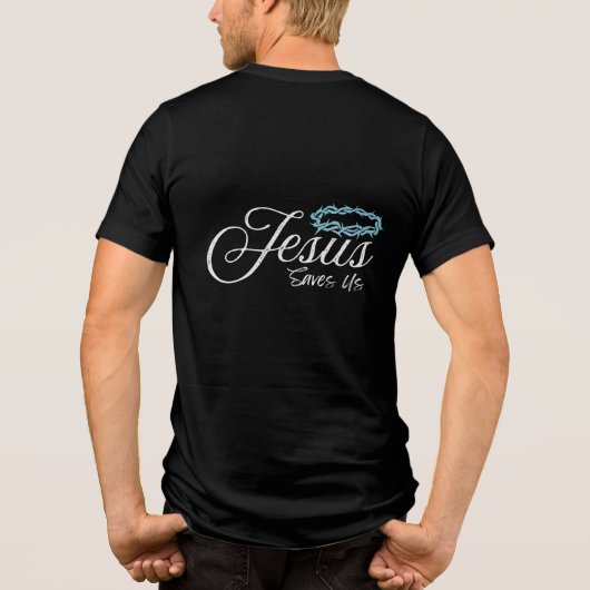 Jesus rettet uns Tri-Blend shirt (Rückseite)