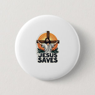 Jesus rettet Vintage-Gravur Glaubens-Shirt (1) Button