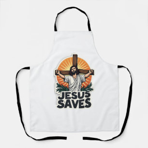 Jesus rettet Vintage-Gravur-Glaubens-Shirt (1) Schürze
