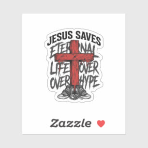 Jesus rettet Vintage-Kreuz christliche Streetwear Aufkleber