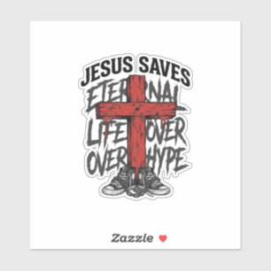 Jesus rettet Vintage-Kreuz christliche Streetwear Aufkleber