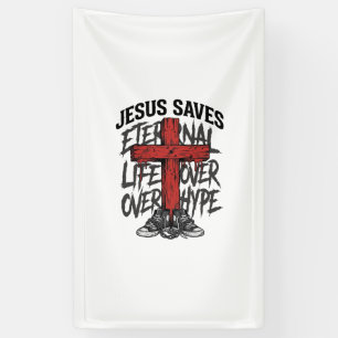 Jesus rettet Vintage-Kreuz christliche Streetwear  Banner