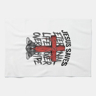 Jesus rettet Vintage-Kreuz christliche Streetwear Geschirrtuch