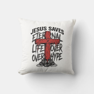 Jesus rettet Vintage-Kreuz christliche Streetwear  Kissen