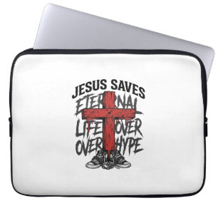 Jesus rettet Vintage-Kreuz christliche Streetwear  Laptopschutzhülle
