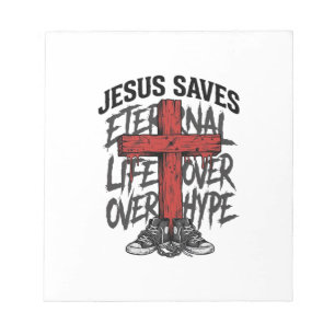 Jesus rettet Vintage-Kreuz christliche Streetwear Notizblock