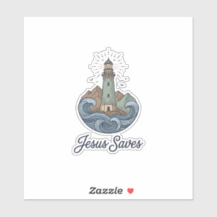 Jesus rettet Vintage-Leuchtturm-Christen-Shirt_1 Aufkleber