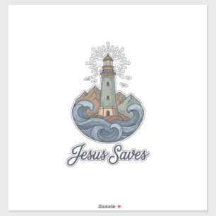 Jesus rettet Vintage-Leuchtturm-Christen-Shirt_1 Aufkleber