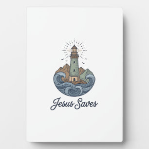 Jesus rettet Vintage-Leuchtturm-Christen-Shirt_1 Fotoplatte