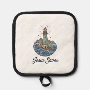 Jesus rettet Vintage-Leuchtturm-Christen-Shirt_1 Topflappen