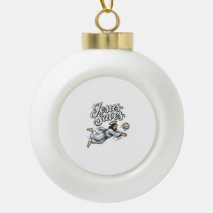 Jesus rettet Volleyball Vintage Christliches Shirt Keramik Kugel-Ornament