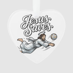 Jesus rettet Volleyball Vintage Christliches Shirt Ornament