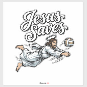 Jesus rettet Volleyball Vintage Christliches T-Shi Aufkleber
