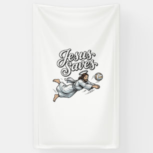 Jesus rettet Volleyball Vintage Christliches T-Shi Banner