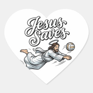 Jesus rettet Volleyball Vintage Christliches T-Shi Herz-Aufkleber