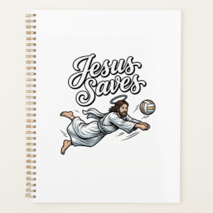 Jesus rettet Volleyball Vintage Christliches T-Shi Planer