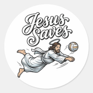 Jesus rettet Volleyball Vintage Christliches T-Shi Runder Aufkleber