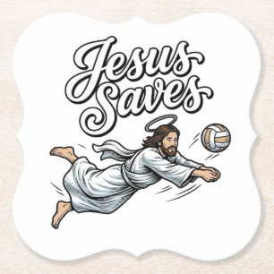 Jesus rettet Volleyball Vintage Christliches T-Shi Untersetzer