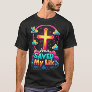 Jesus rettete mein Leben Kreuz Christen Bibel Reli T-Shirt