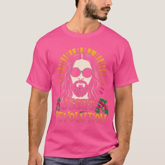 Jesus Revolution Christlicher Glaube Retro Groovy T-Shirt (Vorderseite)