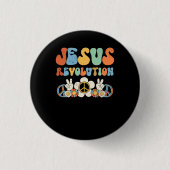Jesus Revolution Der Glaube Retro Groovy Blume Pea Button (Vorderseite)