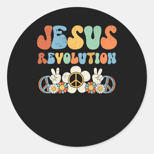 Jesus Revolution Der Glaube Retro Groovy Blume Pea Runder Aufkleber (Vorderseite)