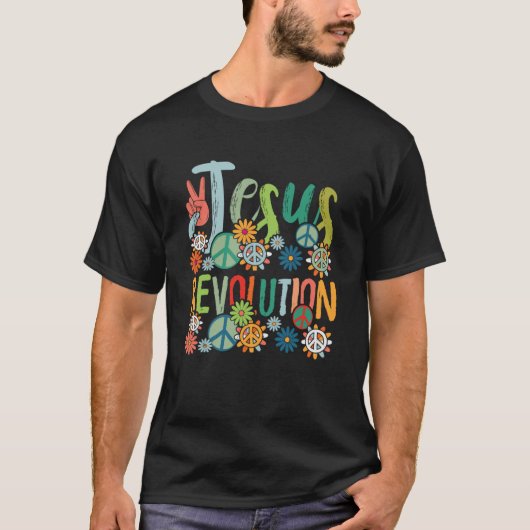 Jesus Revolution Der Glaube Retro Groovy Blume Pea T-Shirt (Vorderseite)