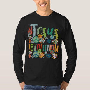 Jesus Revolution Glaube Retro Groovy Blumen Friede T-Shirt