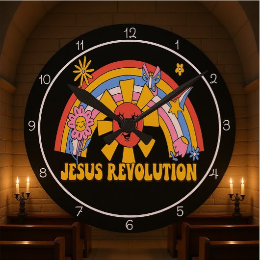 Jesus-Revolutions-Grafik Runde Wanduhr