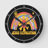 Jesus-Revolutions-Grafik Runde Wanduhr (Vorderseite)