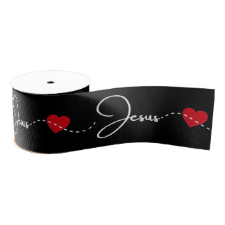 Jesus Ribbon in script and Heart Ripsband