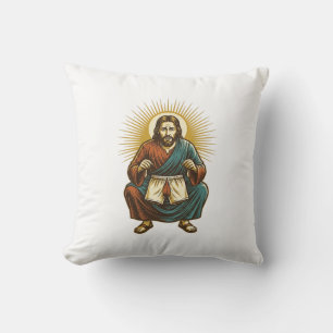 Jesus richtet unangenehmen Wedgie beim Kniebeugen  Kissen
