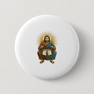 Jesus richtet unangenehmen Wedgie während des Knie Button