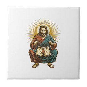 Jesus richtet unangenehmen Wedgie während Kniebeug Fliese