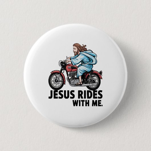 Jesus Rides with Me Button (Vorderseite)