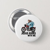 Jesus Rides with Me Button (Vorne & Hinten)