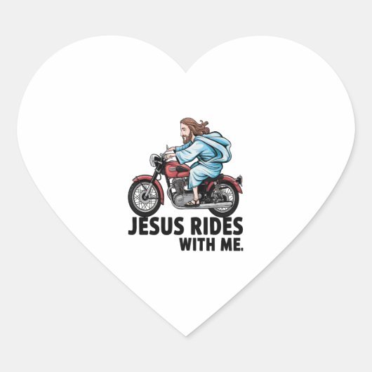 Jesus Rides with Me Herz-Aufkleber (Vorderseite)