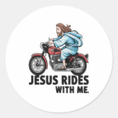 Jesus Rides with Me Runder Aufkleber (Vorderseite)