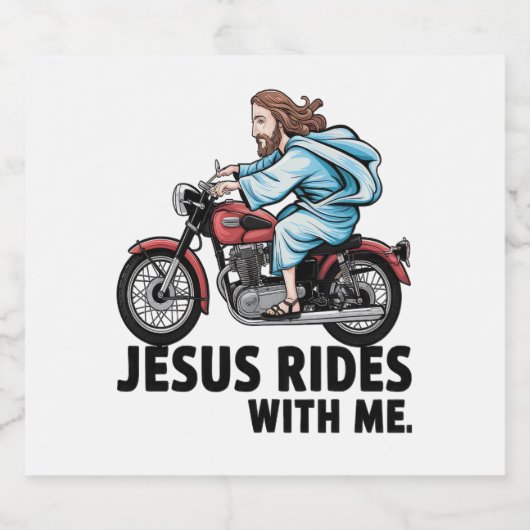 Jesus Rides with Me Schaumweinetikett (Einzelnes Label)