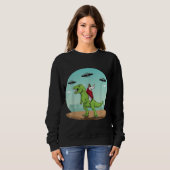 Jesus Riding A Dinosaur Funny Bigfoot UFO Alien Ab Sweatshirt (Vorne ganz)