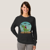 Jesus Riding A Dinosaur Funny Bigfoot UFO Alien Ab T-Shirt (Vorne ganz)