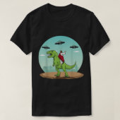 Jesus Riding A Dinosaur Funny Bigfoot UFO Alien Ab T-Shirt (Design vorne)