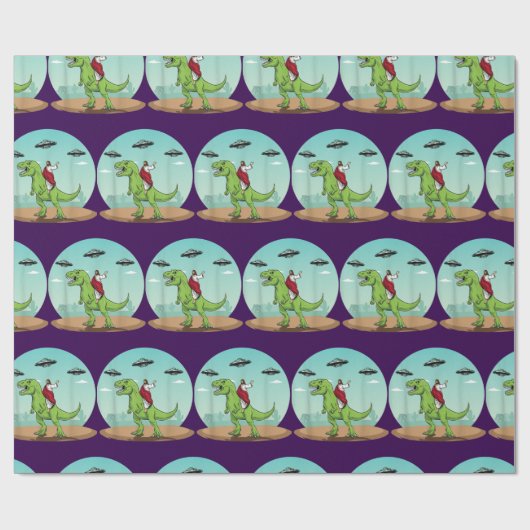 Jesus Riding A Dinosaur Funny Bigfoot UFO Alien Geschenkpapier (Flach)