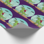 Jesus Riding A Dinosaur Funny Bigfoot UFO Alien Geschenkpapier (Ecke)