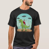 Jesus Riding A Dinosaur Funny Bigfoot UFO Alien T-Shirt (Vorderseite)