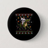 Jesus Riding Dinosaur Funny Meme Ugly Christmas Sw Button (Vorderseite)