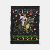 Jesus Riding Dinosaur Funny Meme Ugly Christmas Sw Fleecedecke (Vorderseite)