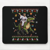 Jesus Riding Dinosaur Funny Meme Ugly Christmas Sw Mousepad (Vorne)