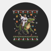 Jesus Riding Dinosaur Funny Meme Ugly Christmas Sw Runder Aufkleber (Vorderseite)